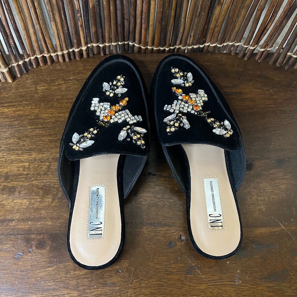 INC Velvet Rhinestone Embellished Mule - Picture 3 of 5